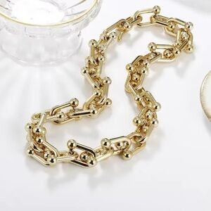 Gold Hip Hop Chunky U Shape Chain Necklace Oversized Gold Chain Link Necklace
